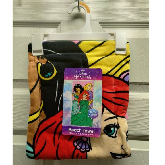 Disney Princess Jasmine Ariel Rapunzel Cotton Beach Towel 28"x58" NWT - Picture 2 of 5